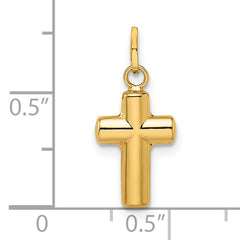14k Polished Puffed Cross Pendant