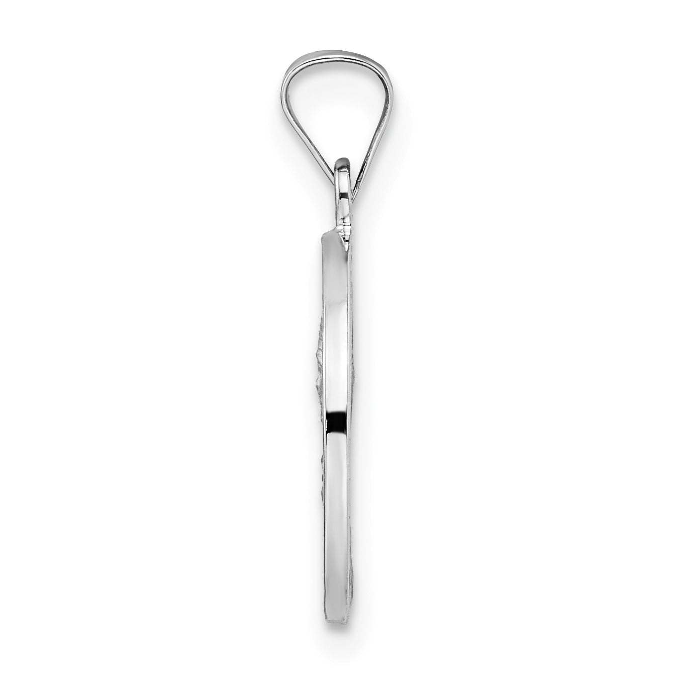 14k White Gold Polished and Satin Hollow Matka Boska Medal Pendant Secondary image