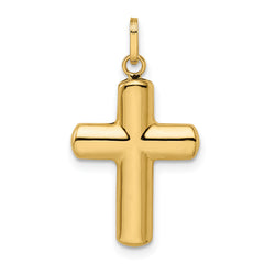 14k Polished Puffed Cross Pendant