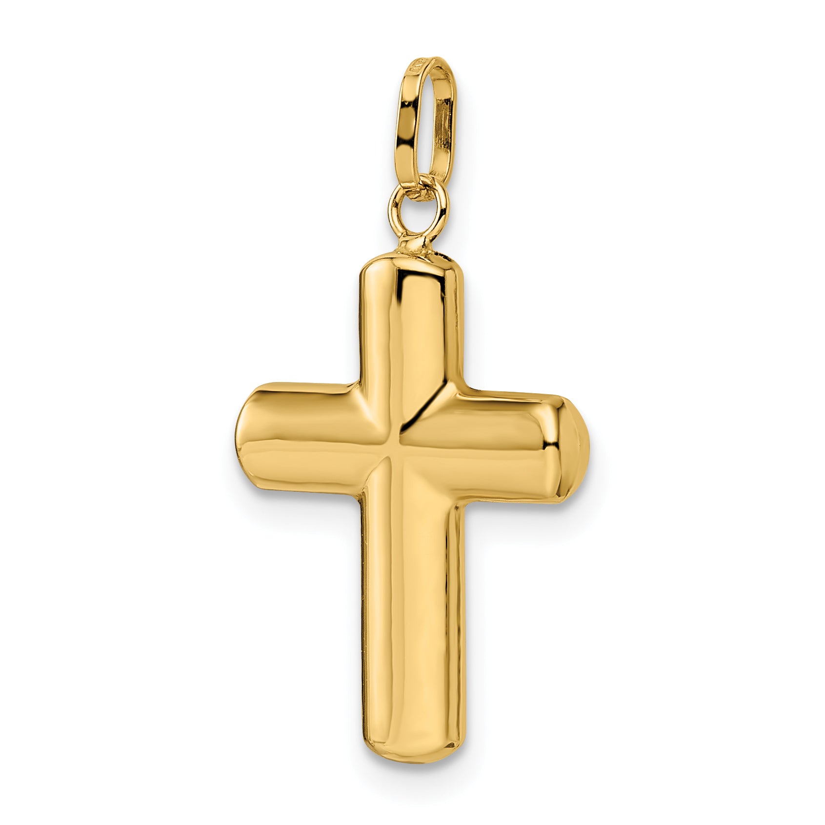 14k Polished Puffed Cross Pendant