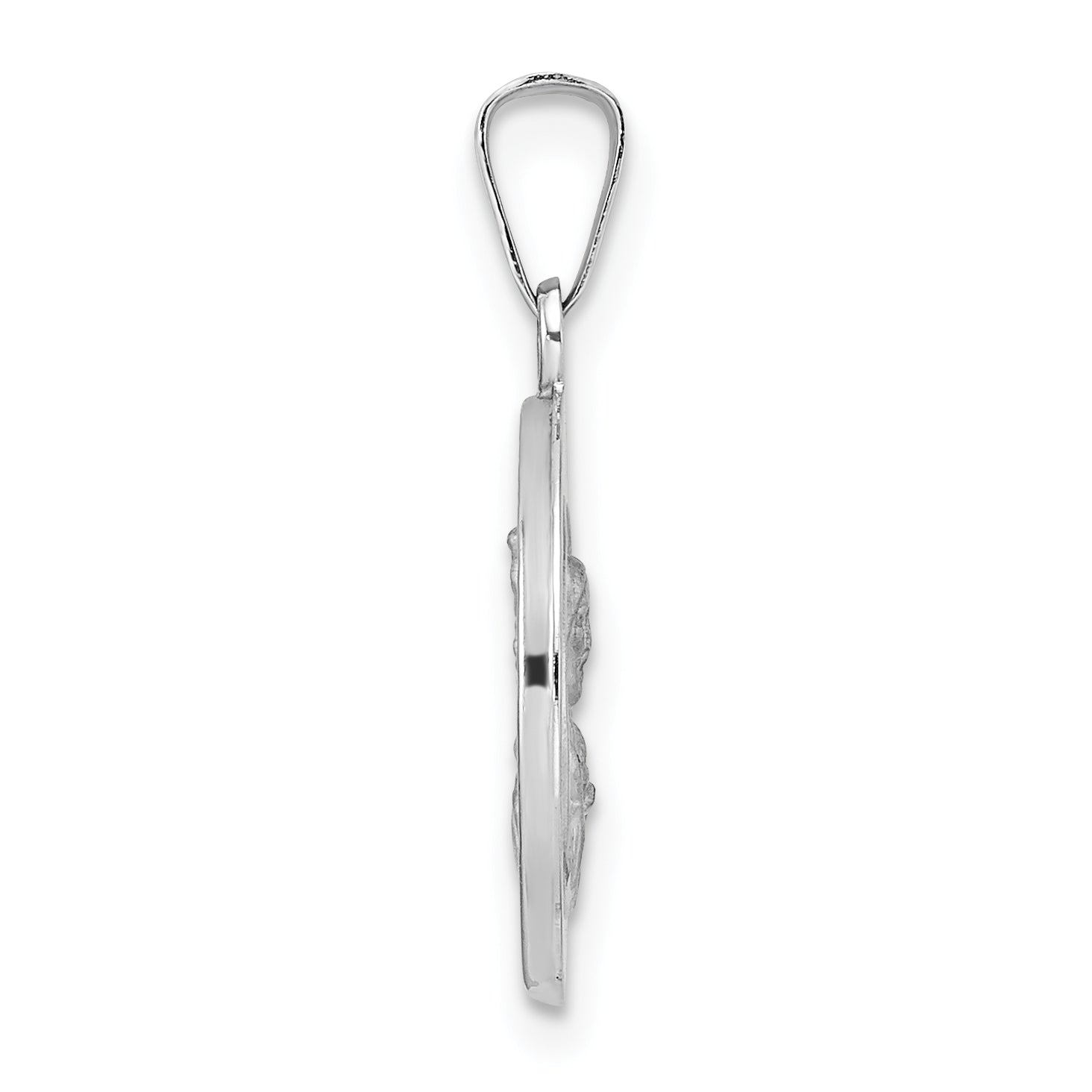 14k White Gold Polished and Satin Hollow Queen of Holy Scapular Medal