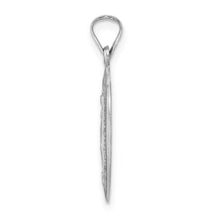 14k White Gold Polished and Satin Solid Miraculous Medal Pendant