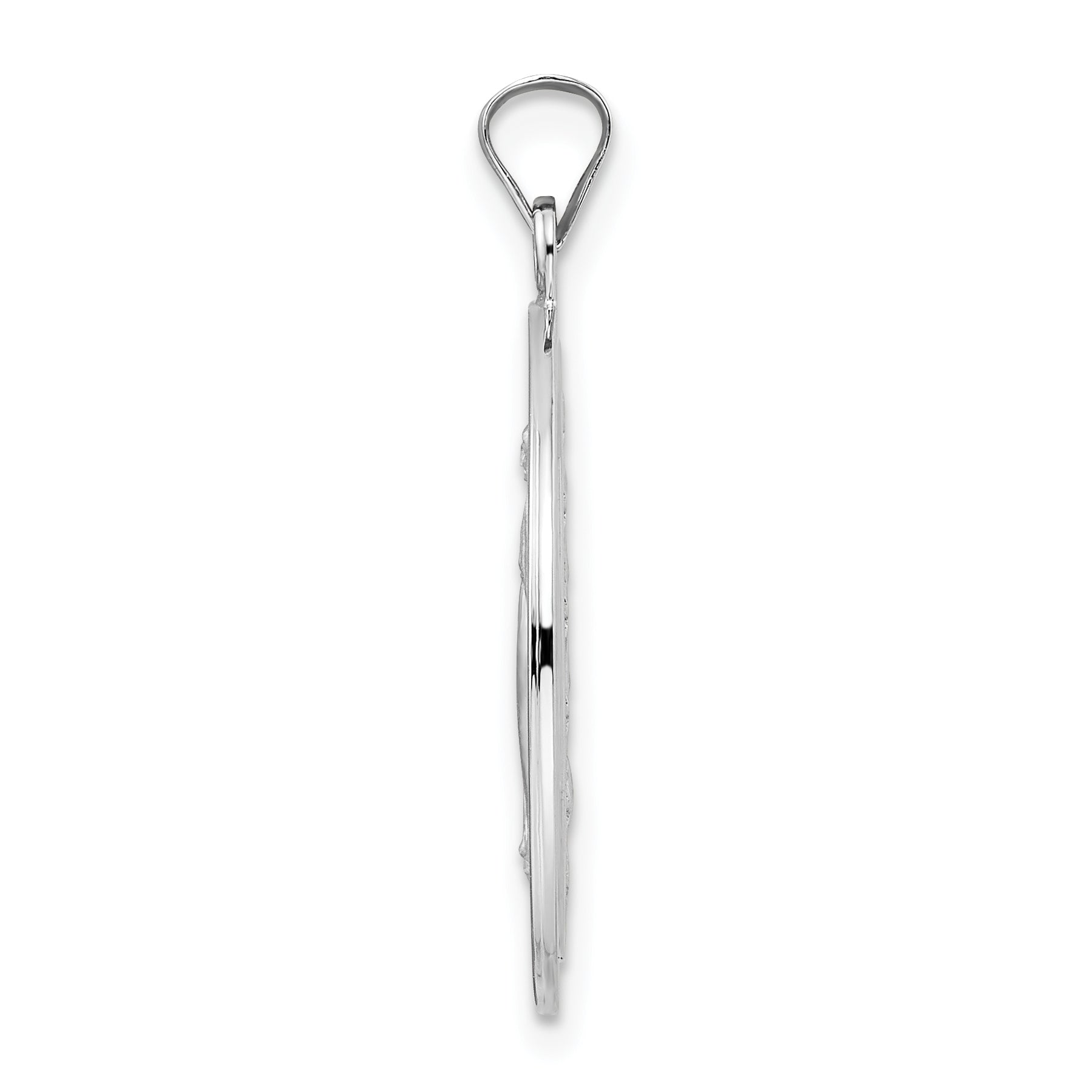 14k White Gold Polished Miraculous Solid Medal Pendant Secondary image