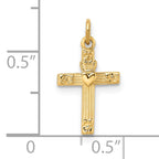 14k Polished Solid Heart Cross Pendant