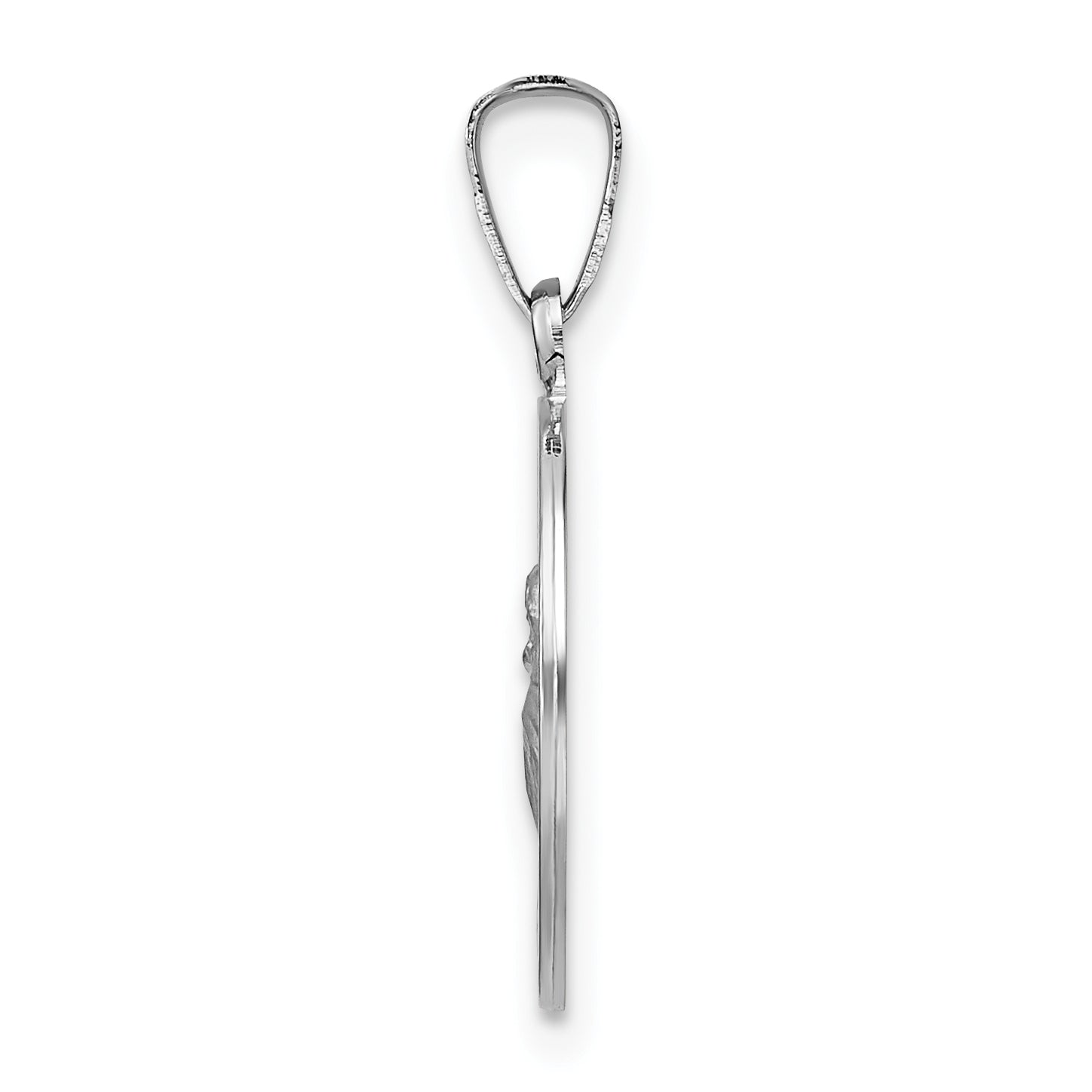14k White Gold Polished and Satin Hollow St Anthony Medal Pendant Secondary image