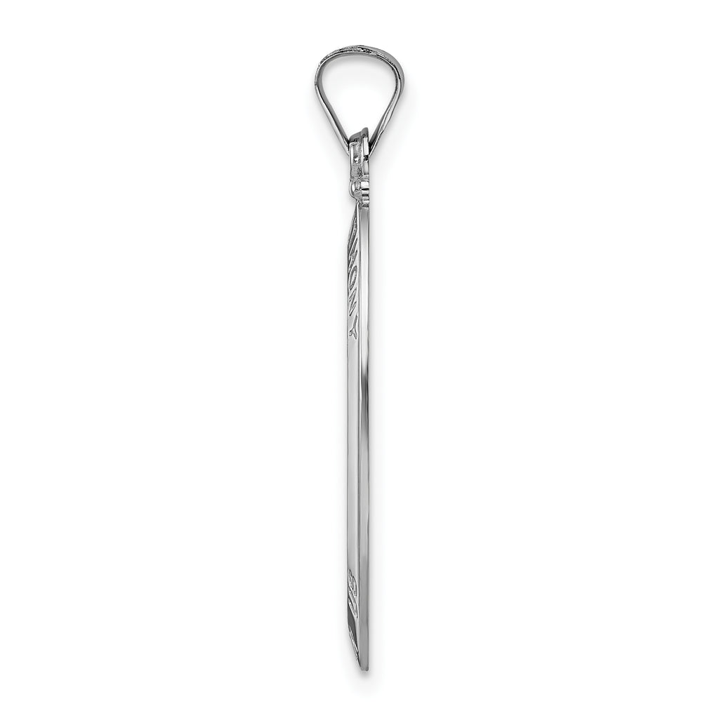 14k White Gold Polished Solid Oval St Anthony Medal Pendant
