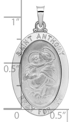 14k White Gold Polished Solid Oval St Anthony Medal Pendant