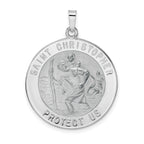 14k White Gold Polished Saint Christopher Solid Medal Pendant