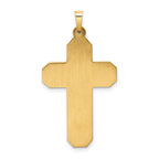 14k Polished and Textured Hollow Scroll Design Double Cross Pendant