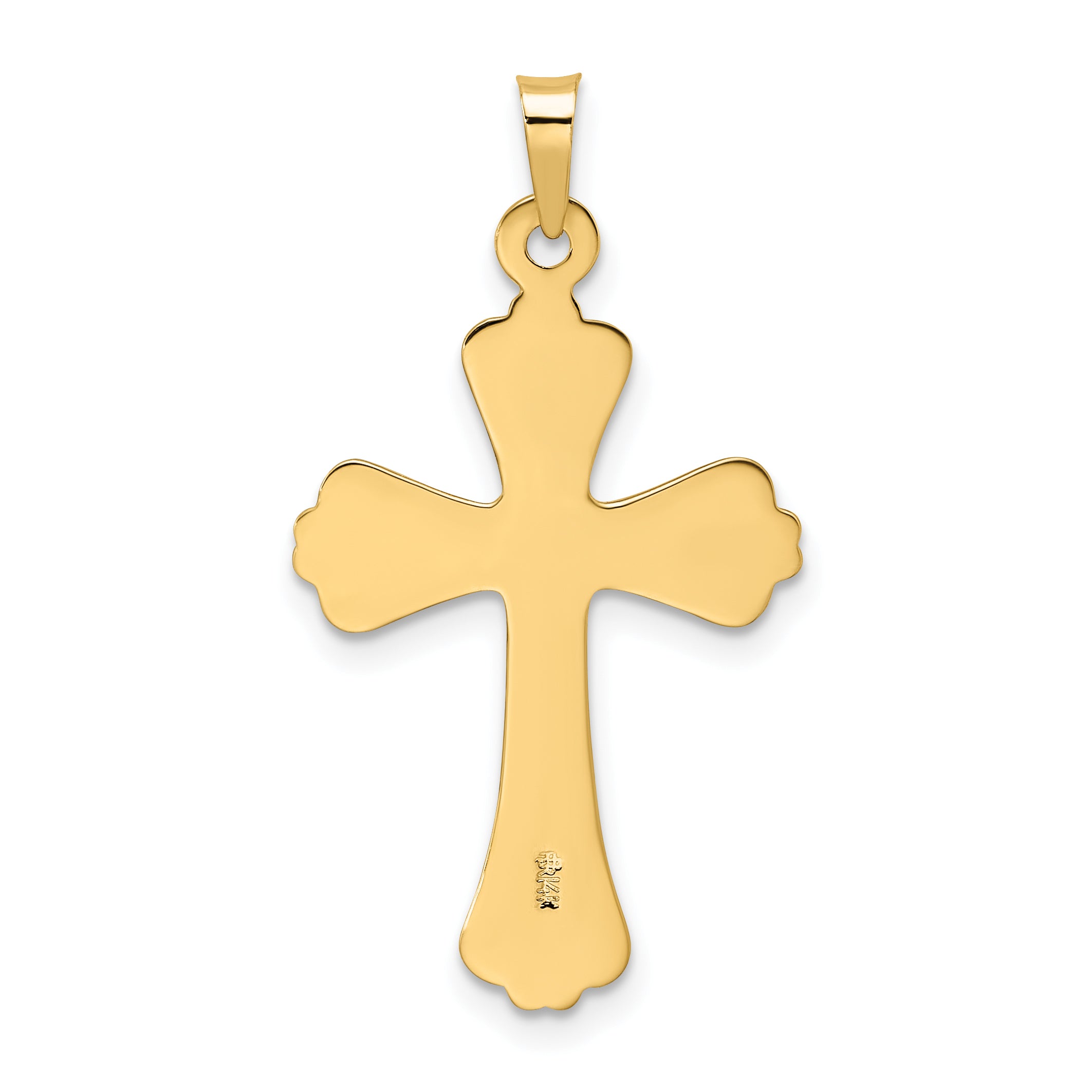 14k Polished Solid Fancy Design Cross Pendant