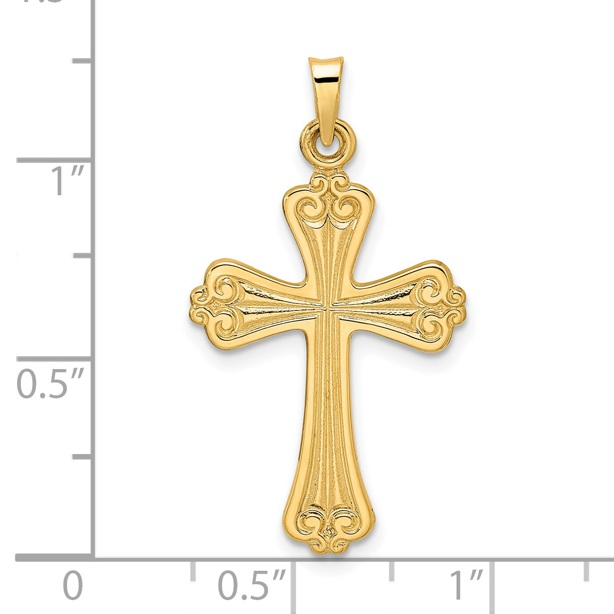 14k Polished Solid Fancy Design Cross Pendant