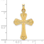 14k Polished Solid Fancy Design Cross Pendant