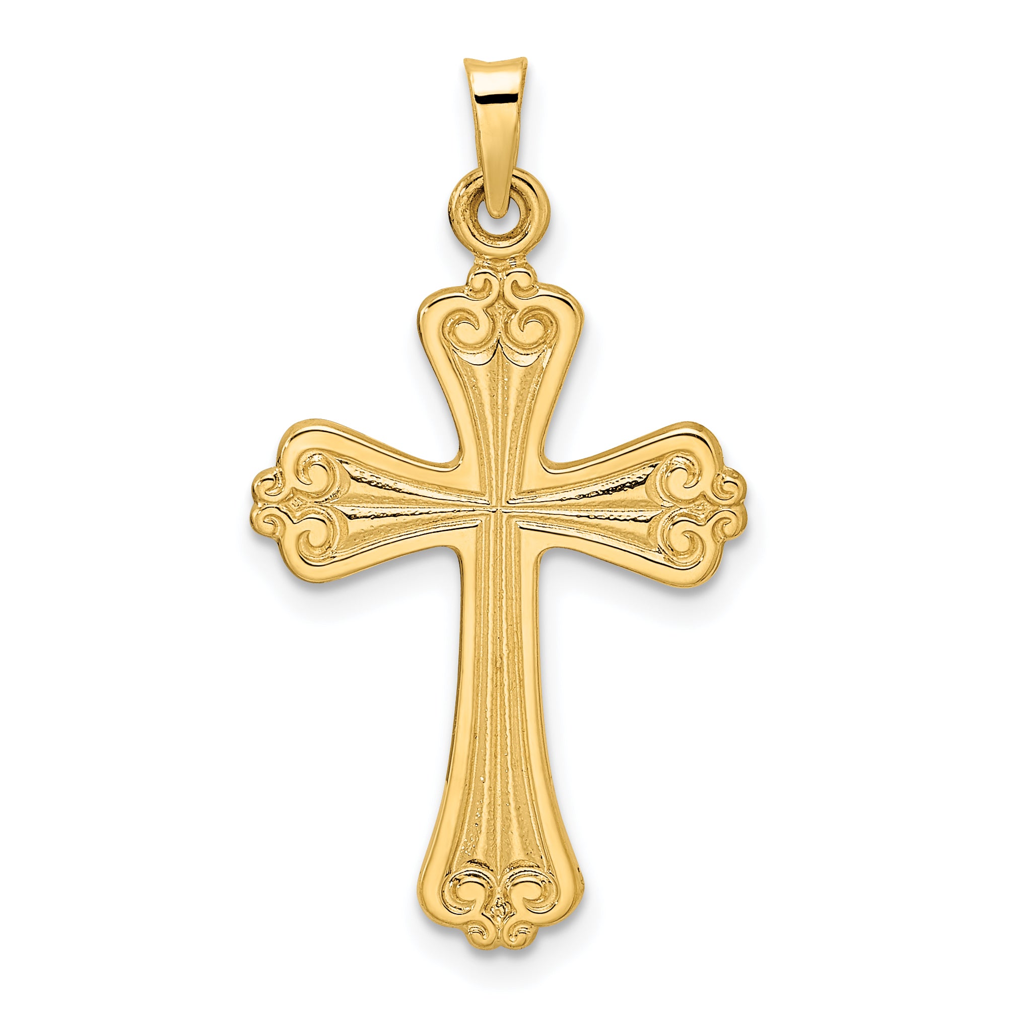 14k Polished Solid Fancy Design Cross Pendant Main image