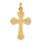 14k Polished Solid Fancy Design Cross Pendant