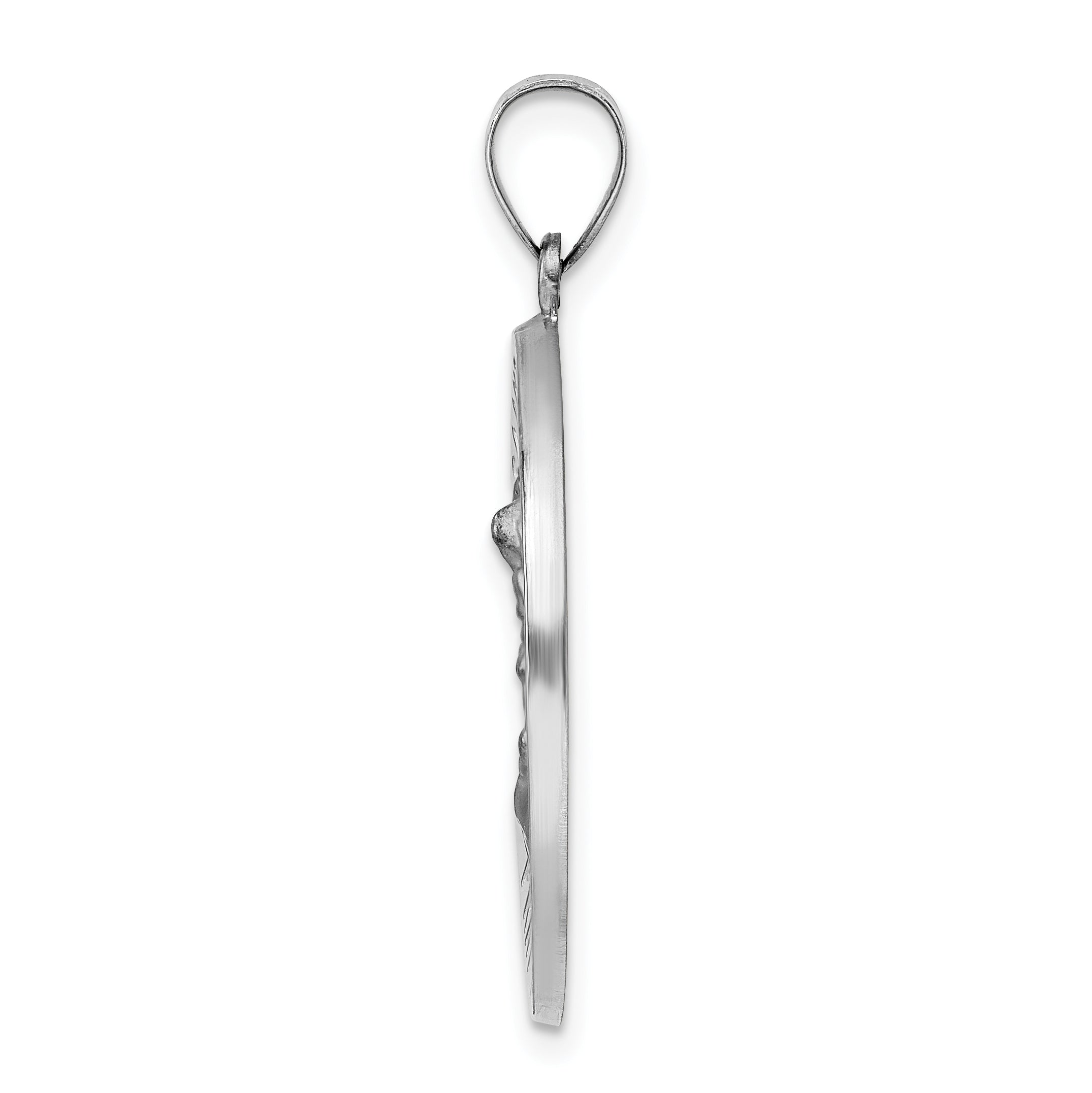 14k White Gold Polished and Satin Hollow St Michael Medal Pendant Secondary image