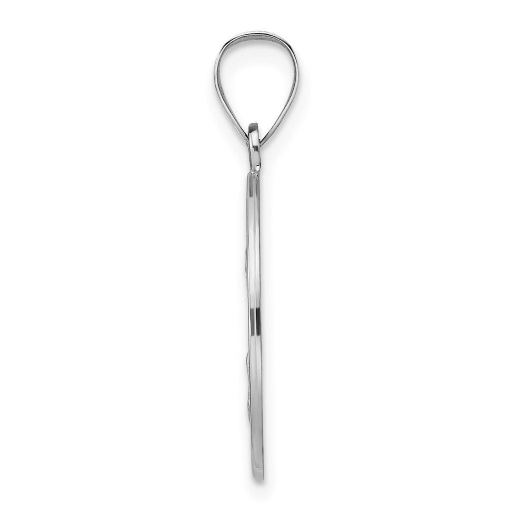 14k White Gold Polished and Satin Hollow St Nicholas Medal Pendant