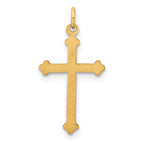 14k Polished and Textured Solid Diamond Shape Cross Pendant