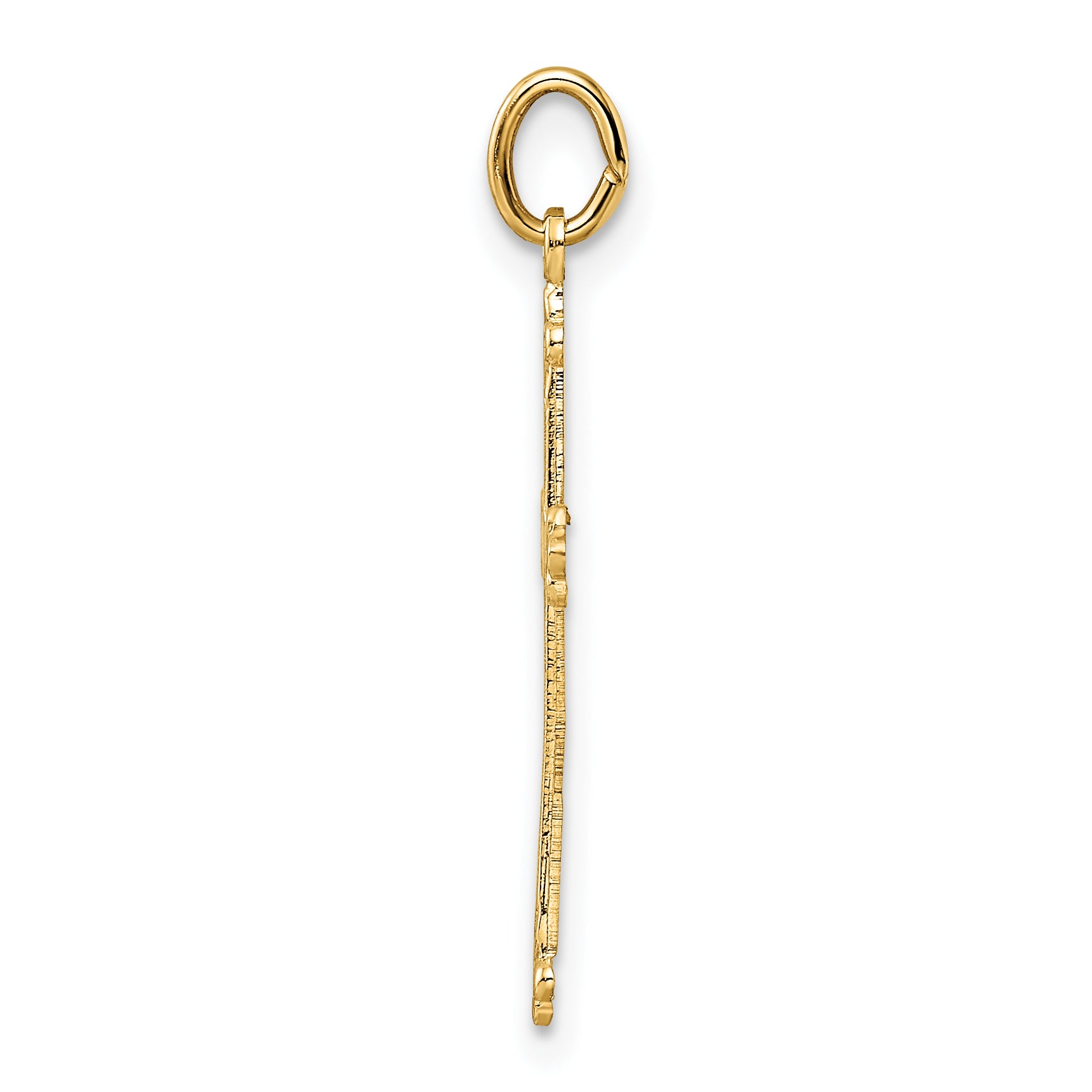 14k Polished and Textured Solid Diamond Shape Cross Pendant Secondary image