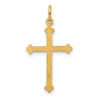 14k Polished and Textured Solid Diamond Shape Cross Pendant