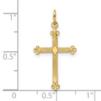 14k Polished and Textured Solid Diamond Shape Cross Pendant
