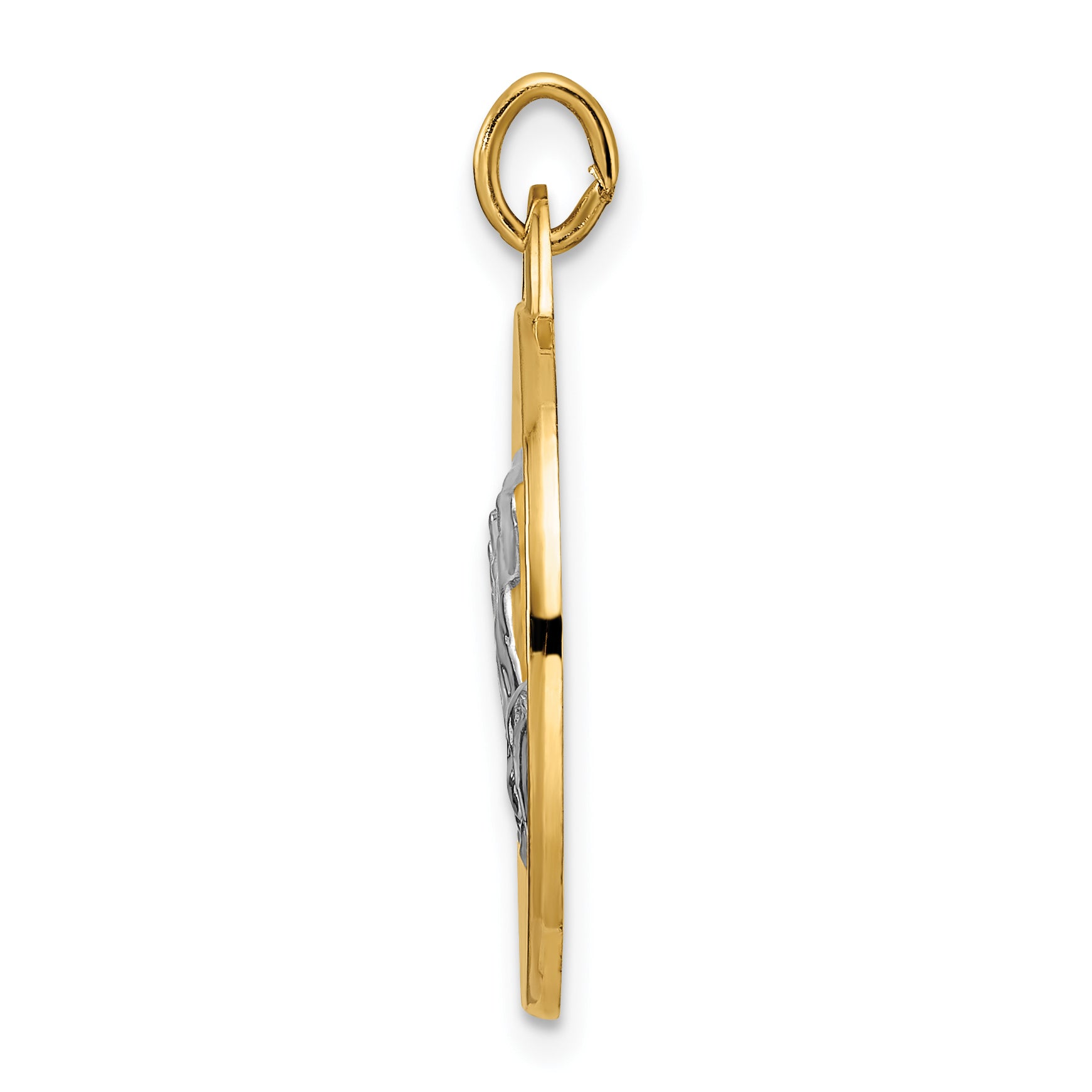 14k Polished and Satin Solid Praying Hands Disc Pendant Secondary image