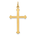 14k Polished and Textured Solid Diamond Shape Cross Pendant