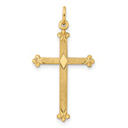 14k Polished and Textured Solid Diamond Shape Cross Pendant