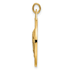 14K Yellow Gold Polished Solid Reversible Praying Hands Serenity Prayer Disc Pendant