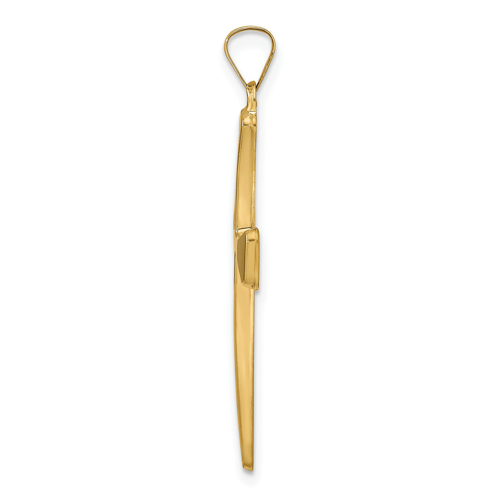 14k Polished Hollow Cross Pendant