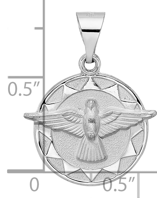 14k White Gold Polished and Satin Hollow Holy Spirit Pendant