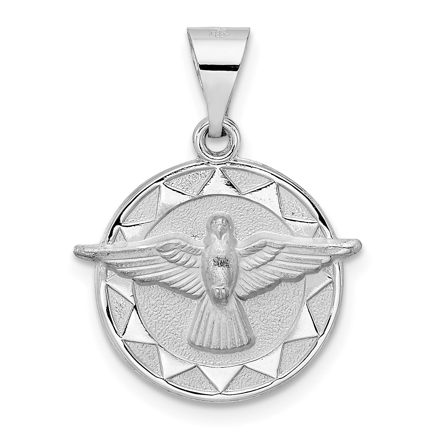 14k White Gold Polished and Satin Hollow Holy Spirit Pendant Main image