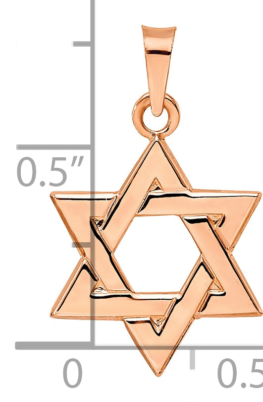 14k Rose Polished Solid Star of David Pendant