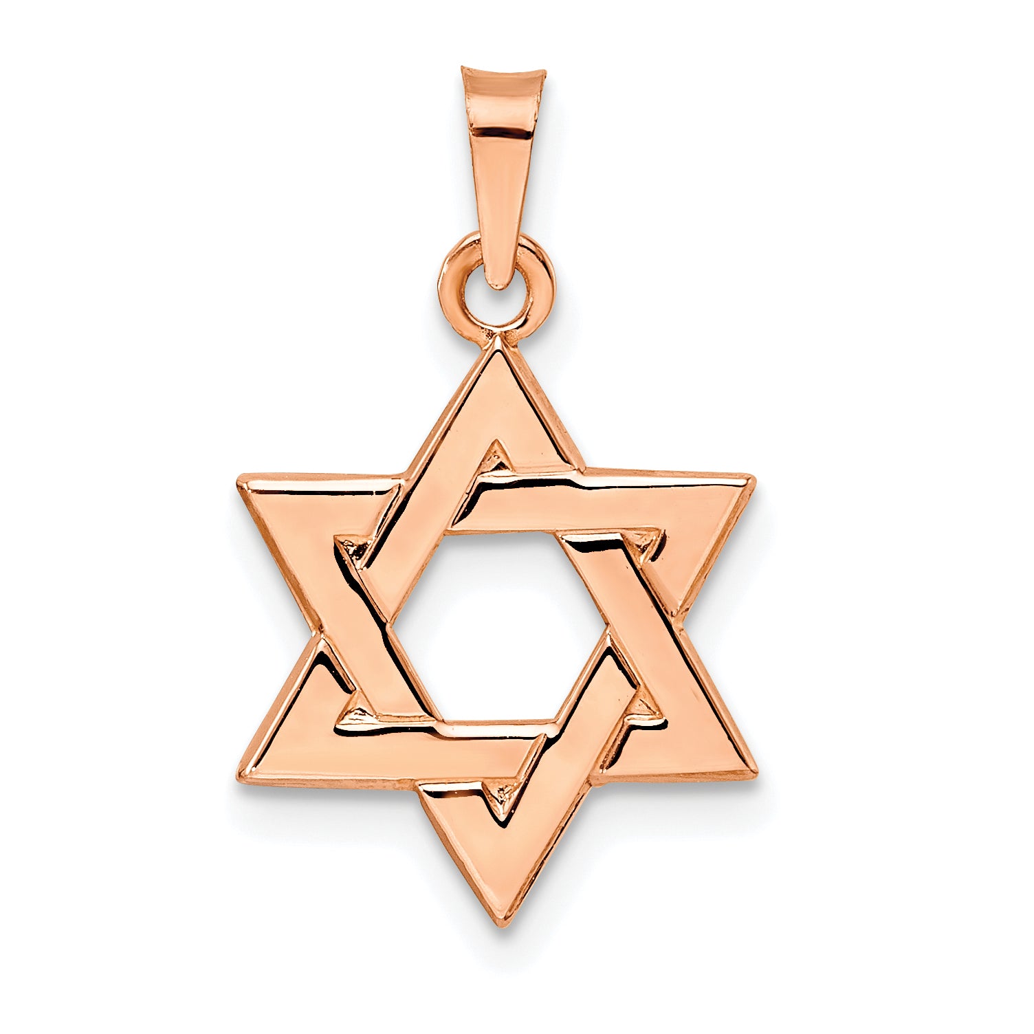 14k Rose Polished Solid Star of David Pendant Main image