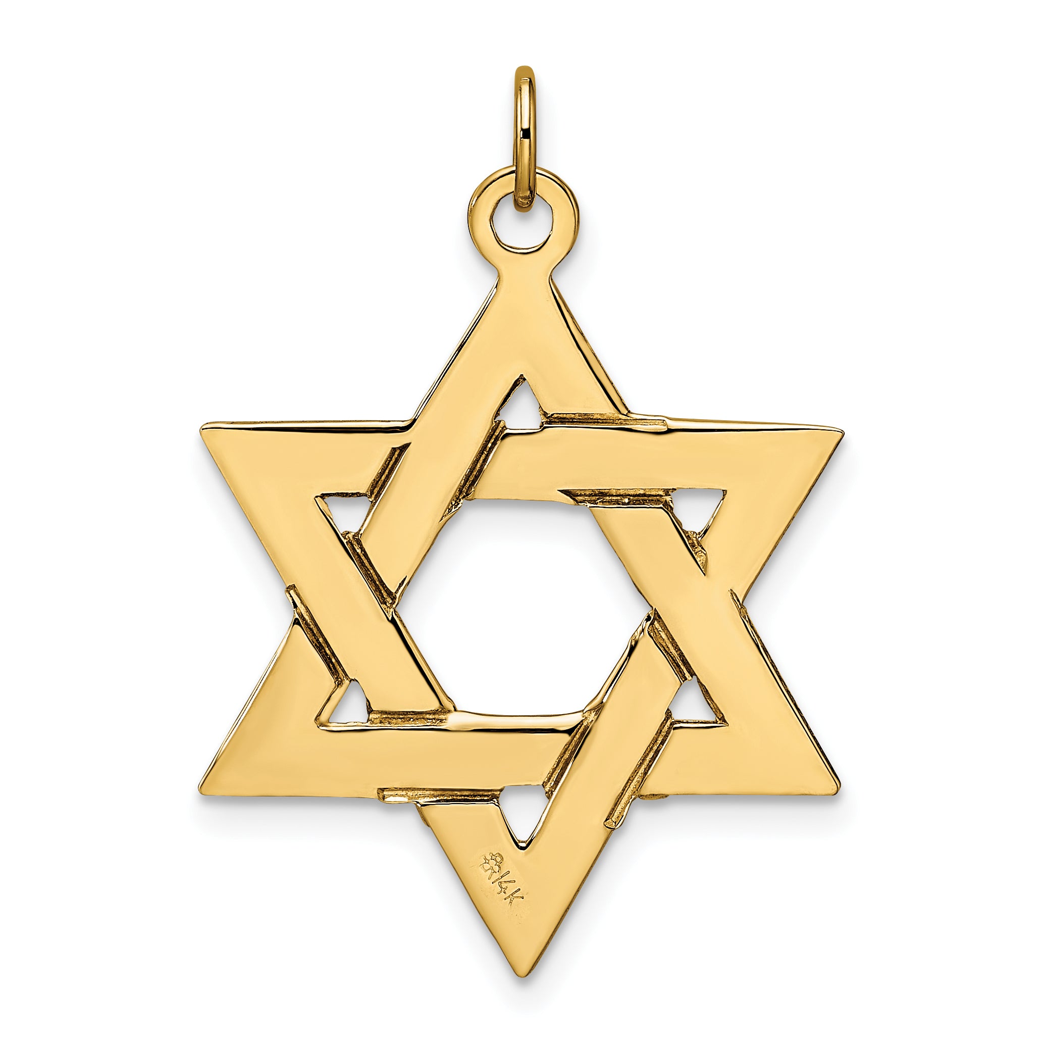 14k Polished Solid Star of David Pendant