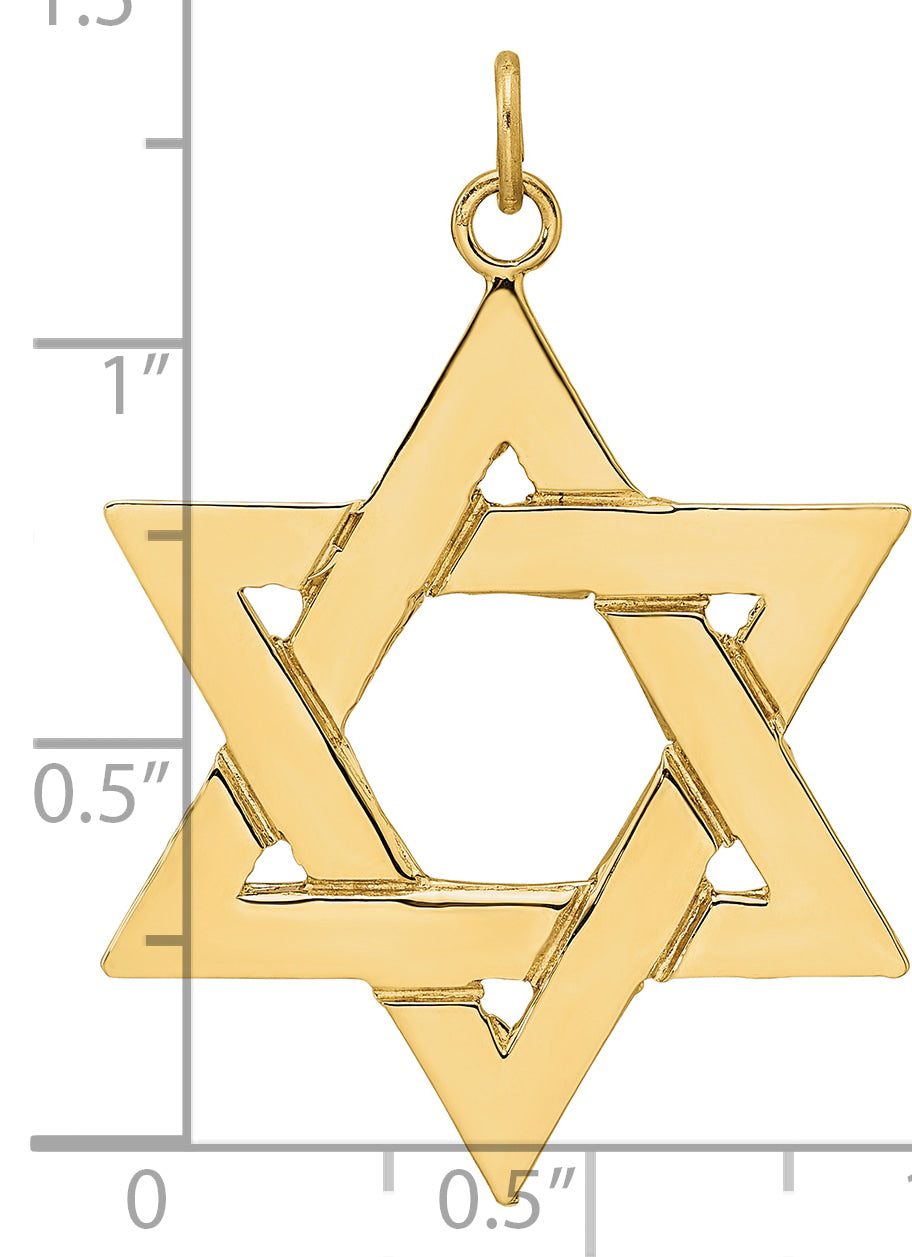 14k Polished Solid Star of David Pendant