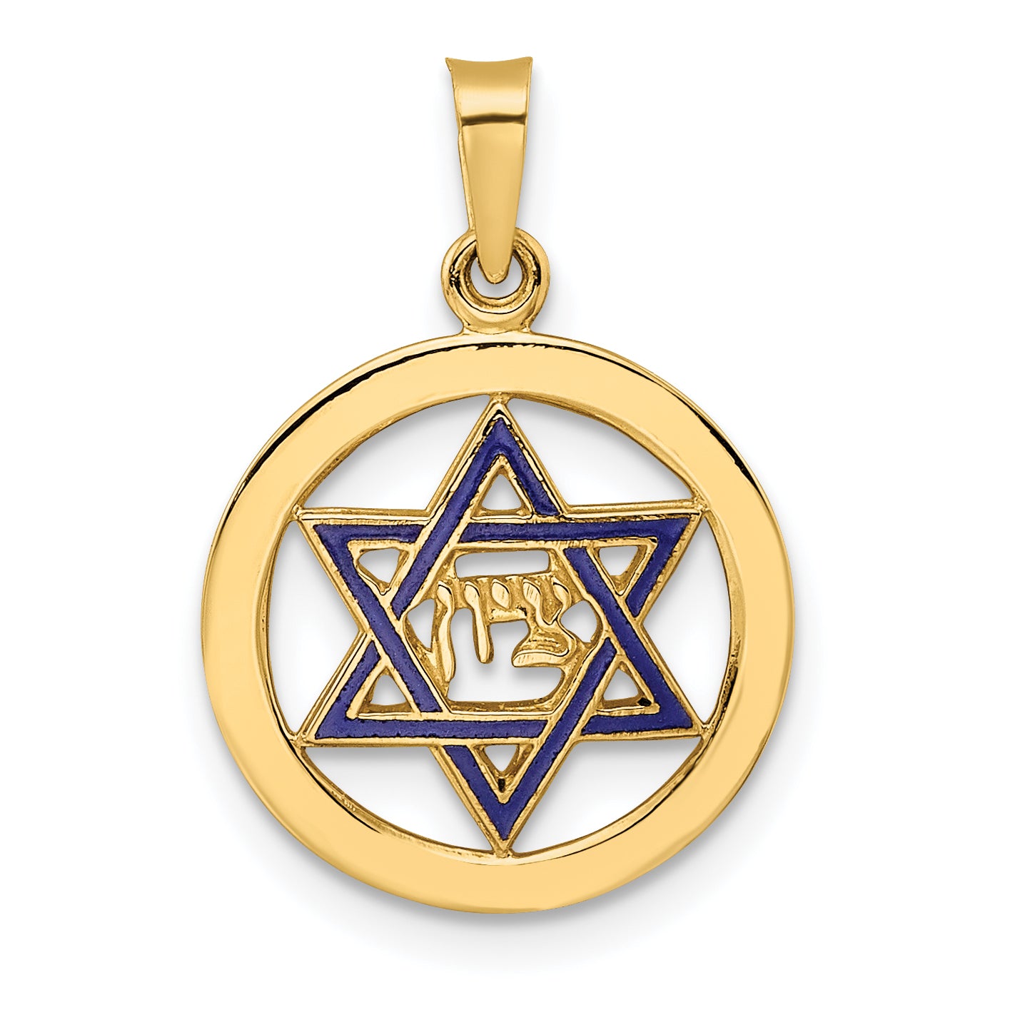 14k Polished and Enameled Solid Star of David Pendant Main image