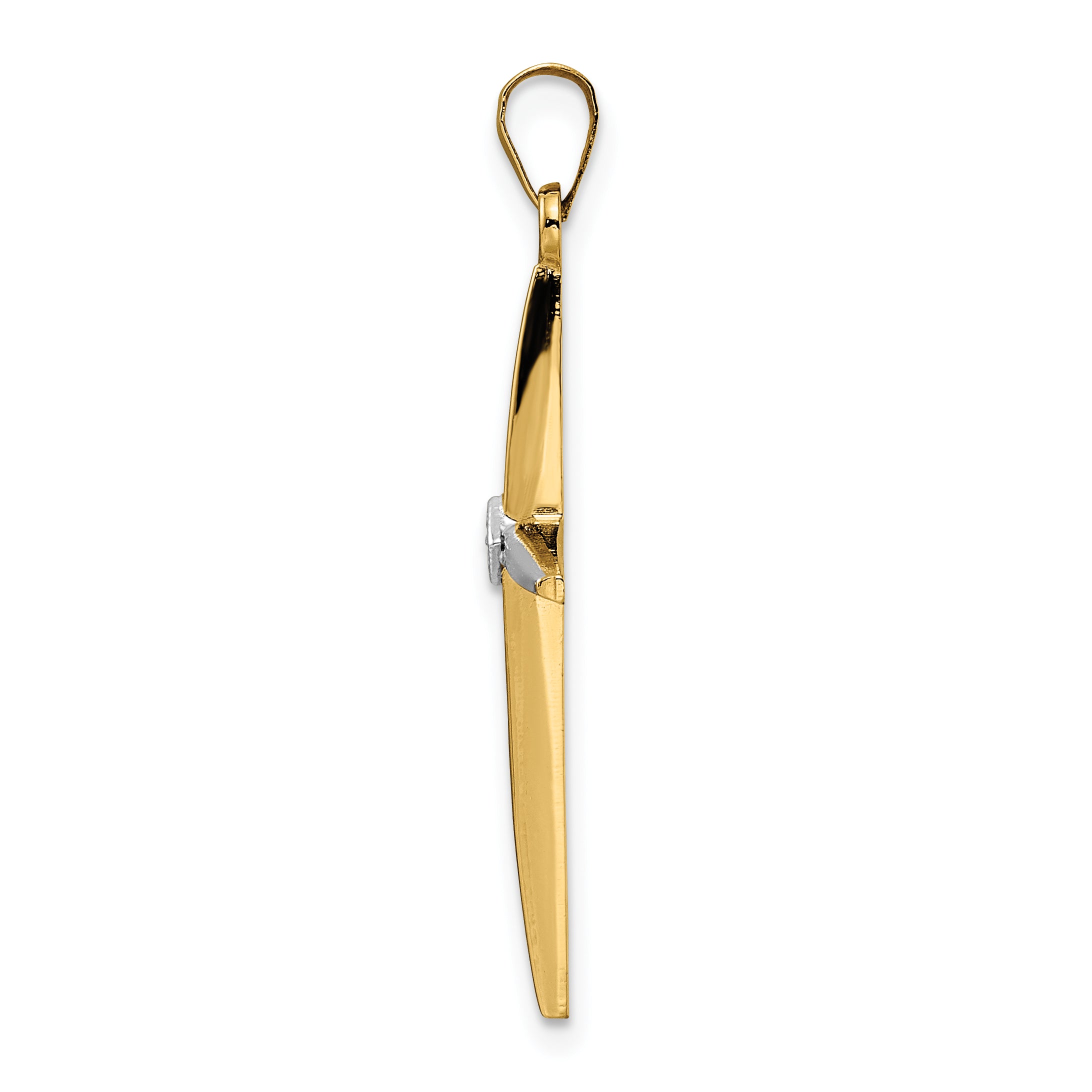 14k Two-tone Polished Solid Diamond Shape Center Cross Pendant Secondary image