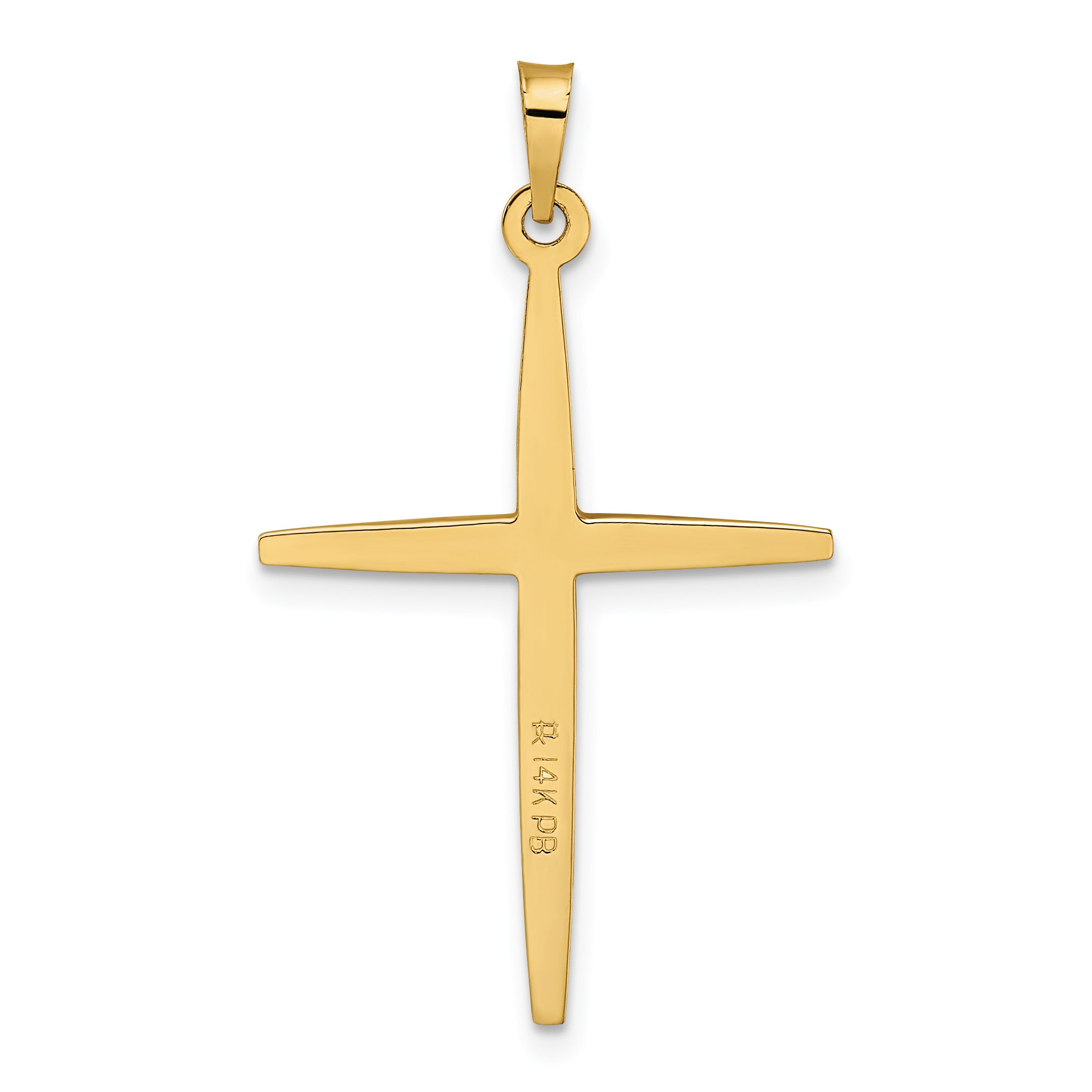 14k Two-tone Polished Solid Diamond Shape Center Cross Pendant