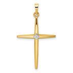 14k Two-tone Polished Solid Diamond Shape Center Cross Pendant