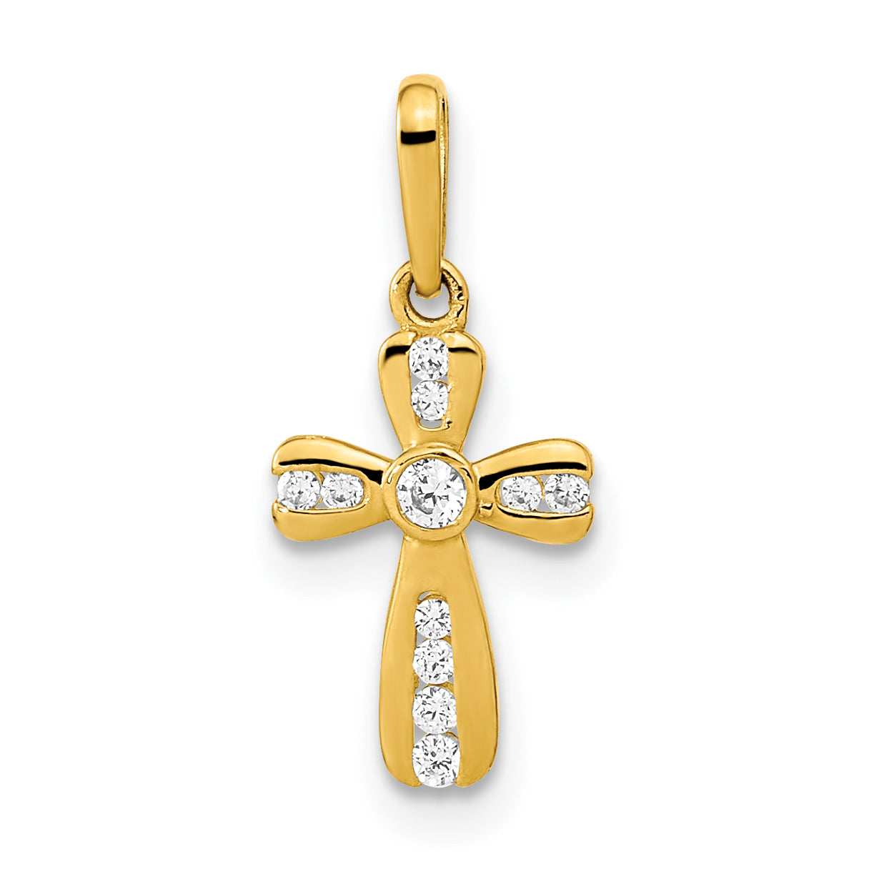 14K Polished CZ Cross Pendant Main image