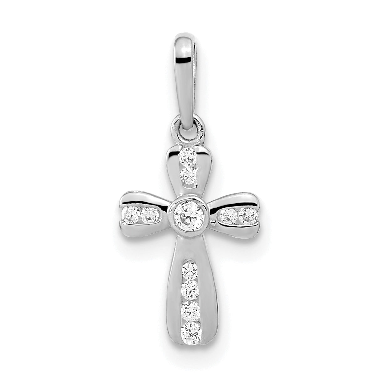 14K White Gold CZ Cross Pendant Main image