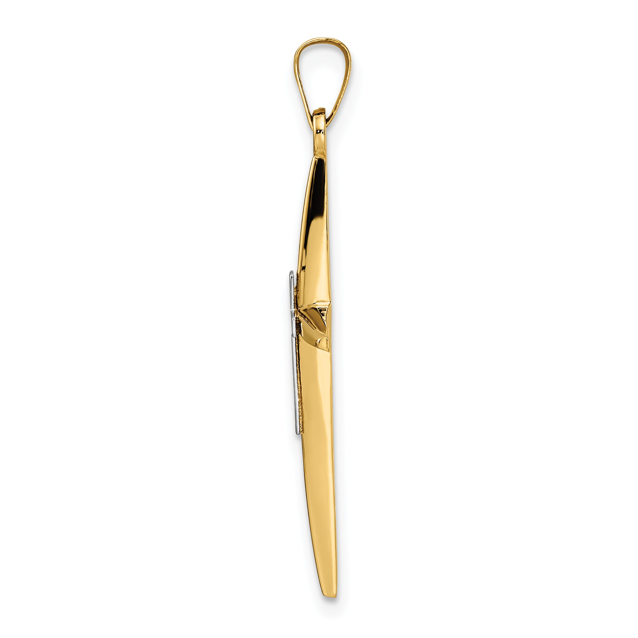 14k Two-tone Polished Solid Double Cross Pendant Secondary image