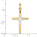 14k Two-tone Polished Solid Double Cross Pendant