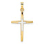 14k Two-tone Polished Solid Double Cross Pendant