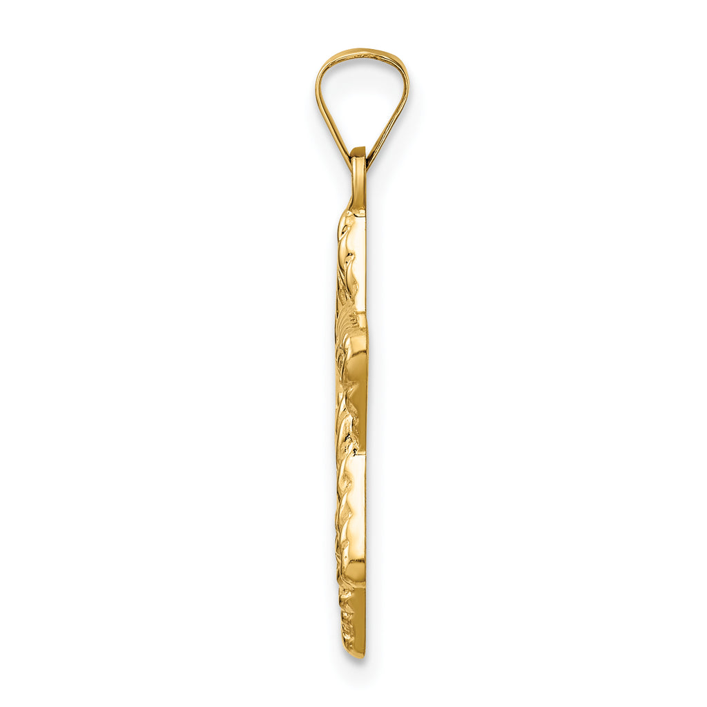 14k Polished and Textured Solid Star of David Pendant