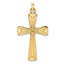 14k Polished Center Flower Solid Cross Pendant
