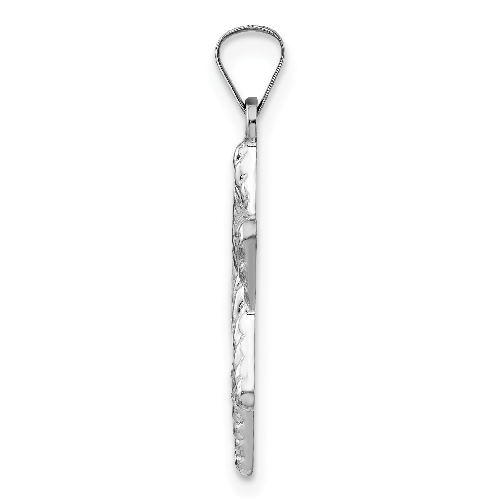 14k White Gold Polished and Textured Solid Star of David Pendant Secondary image