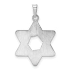 14k White Gold Polished and Textured Solid Star of David Pendant