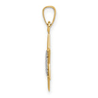 14k Two-tone Polished Solid Star and Torah Pendant