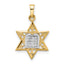 14k Two-tone Polished Solid Star and Torah Pendant